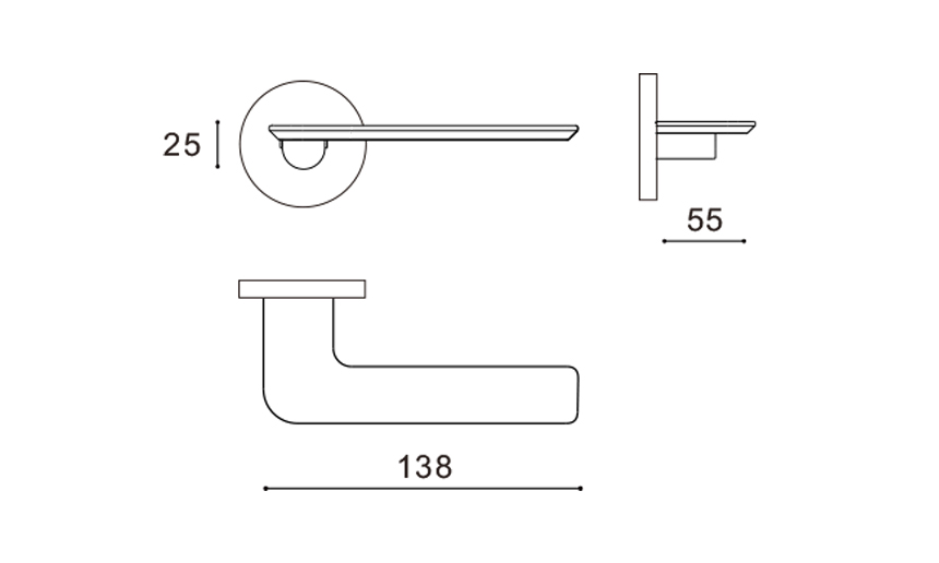 Mattschwarze Universal-Türgriff-Designzeichnung