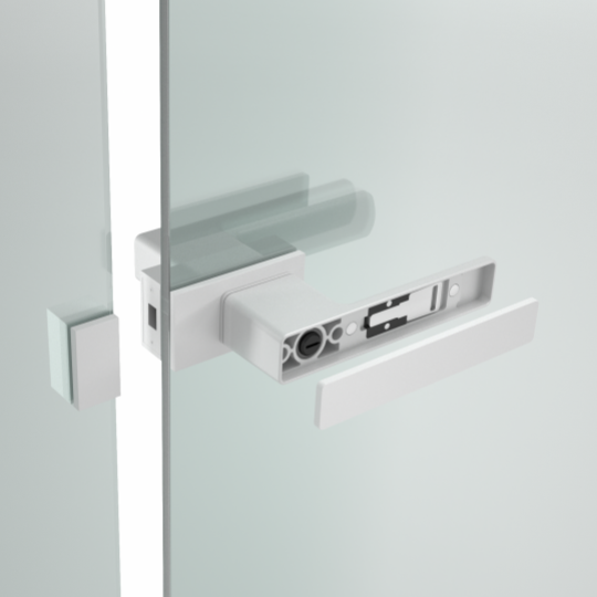 matt white door lock para sa Glass nga pultahan nga walay slim aluminum frame