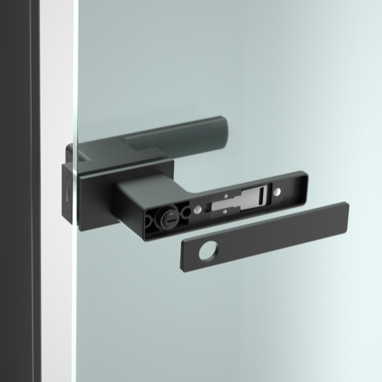 Matt black door lock para sa glass door na walang slim aluminum frame sa sash