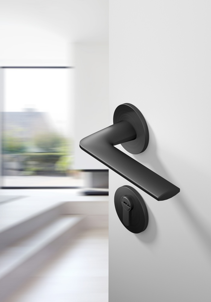 Matt black minimalist door handle