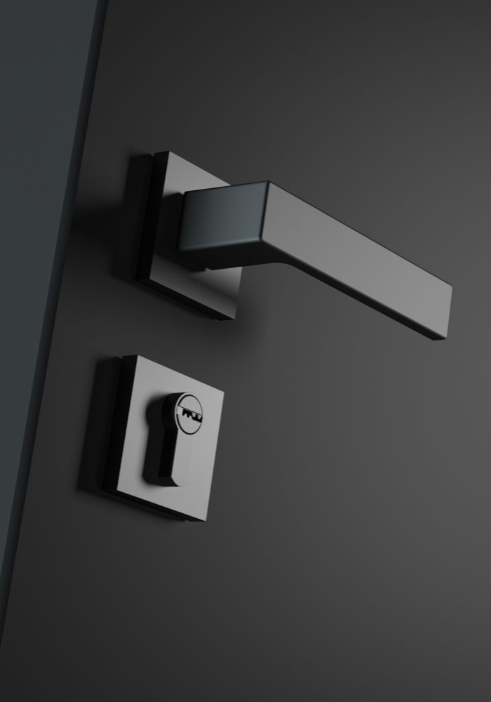 Matt black square door handle