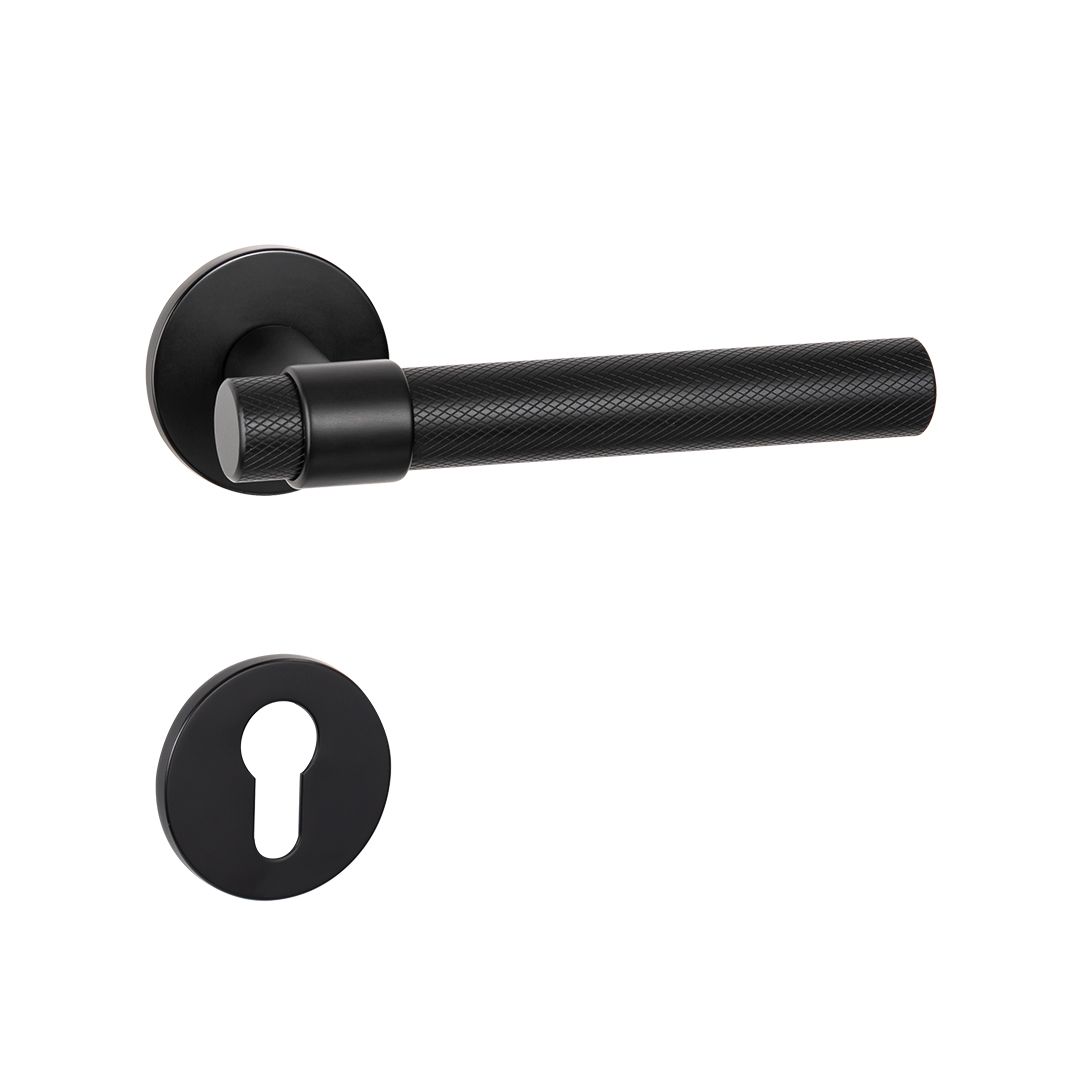 Iuxury matte black door handle and lock 
