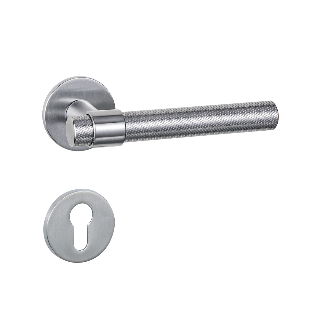 Iuxury matte satin chrome door handle and lock 