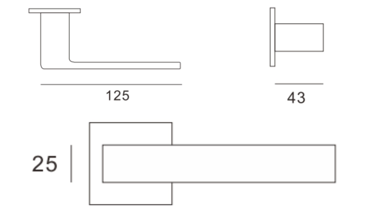 Aluminum alloy wooden door square door handle line drawing